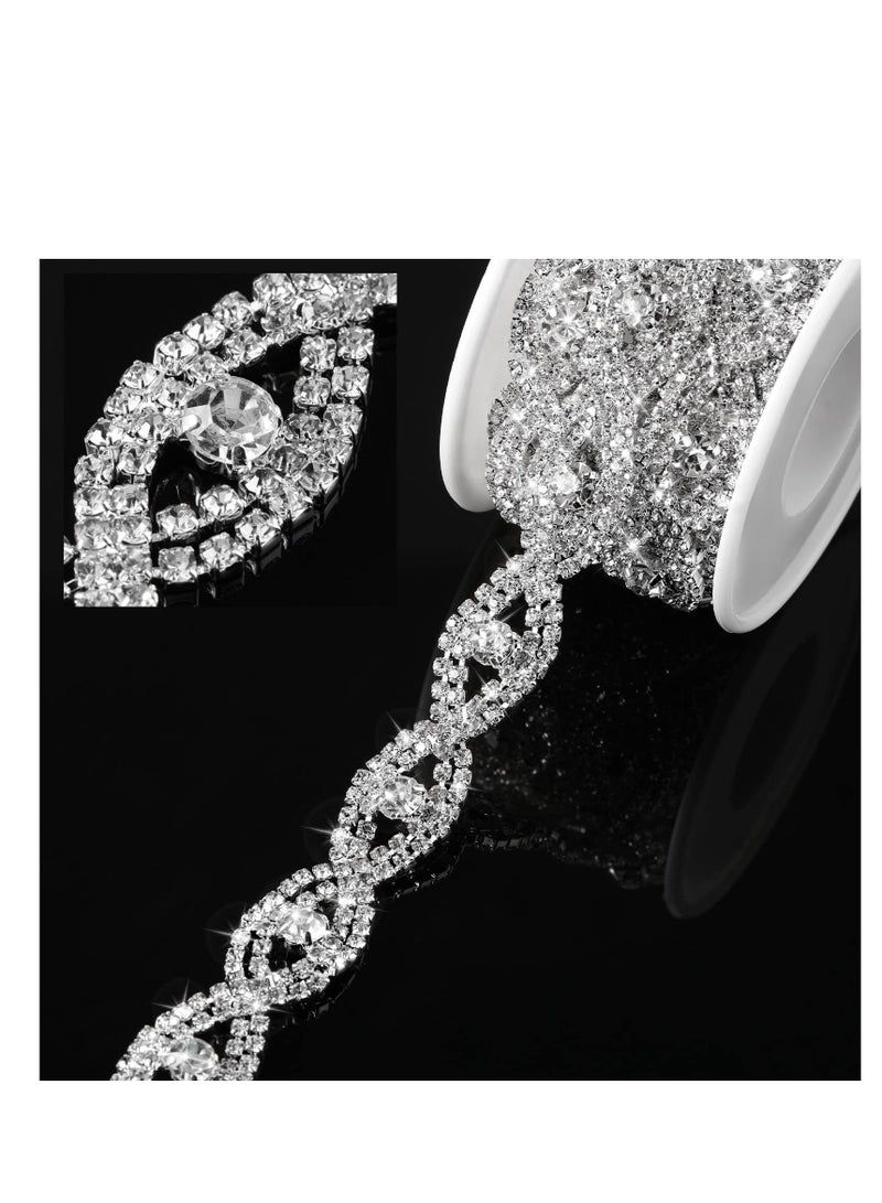 3 Yards Crystal Rhinestone Trim Close Chain Bling Elegant Rhinestone Applique Chain for Sewing Crafts Wedding Party Clothing DIY Decoration - Image 1